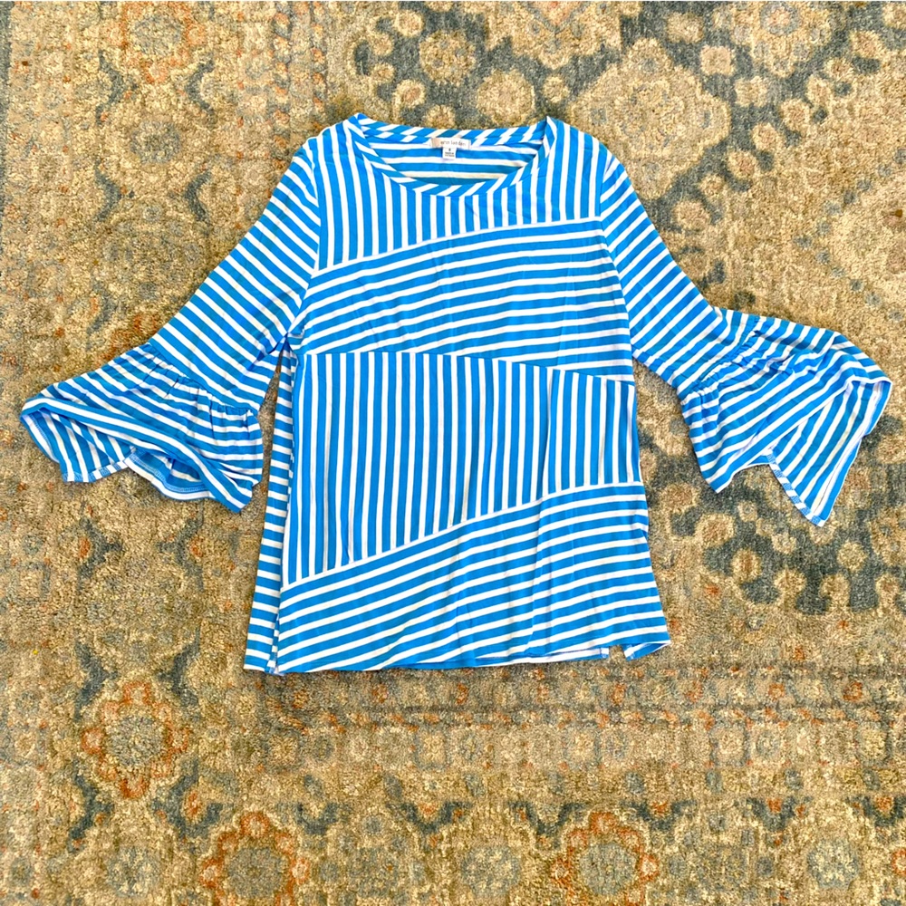 Erin London 3/4 Bell Sleeve Striped Shirt Small